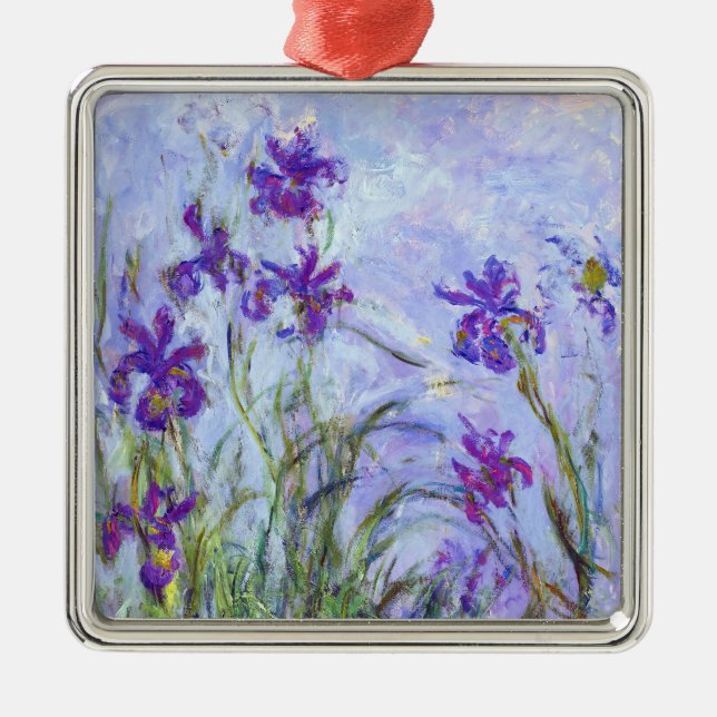 Ornement Carré Argenté Claude Monet - Lilac Irises / Iris Mauves (Devant)