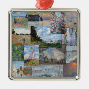 Ornement Carré Argenté Claude Monet - Patchwork de chefs-d'oeuvre