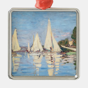 Ornement Carré Argenté Claude Monet - Regattas à Argenteuil