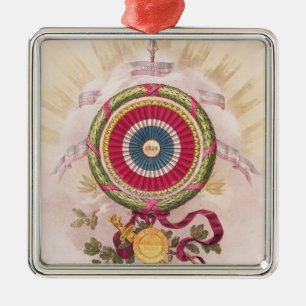 Ornement Carré Argenté Cocarde, emblème de 1848