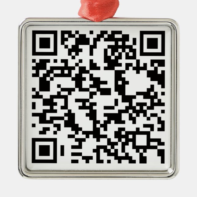 Ornement Carré Argenté Code barres analysable de QR (Devant)