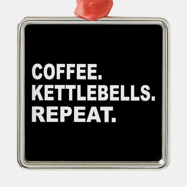 Ornement Carré Argenté Coffee Kettlebells Répéter (Devant)