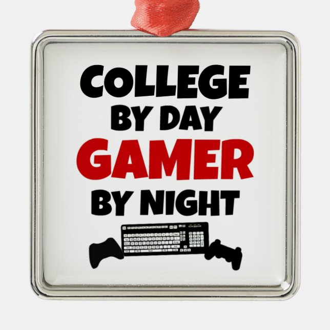 Ornement Carré Argenté College Gamer (Devant)