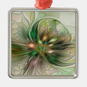 Ornement Carré Argenté Colorful Fantasy Modern Abstract Fractal Flower