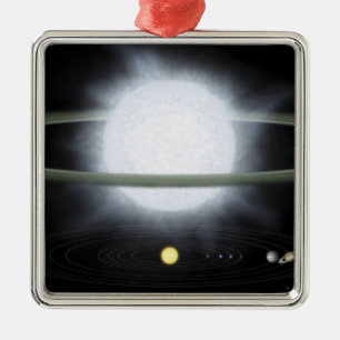 Ornement Carré Argenté Comparaison de la taille d'une étoile hypergiante