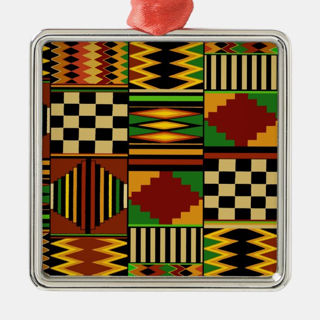Ornement Carré Argenté Conception de tissu Royal Kente en Afrique (Devant)