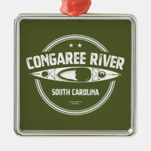 Ornement Carré Argenté Congaree River Caroline du Sud Kayaking