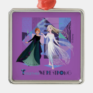 Ornement Carré Argenté Congelé 2   Anna & Elsa - Ensemble Nous sommes for