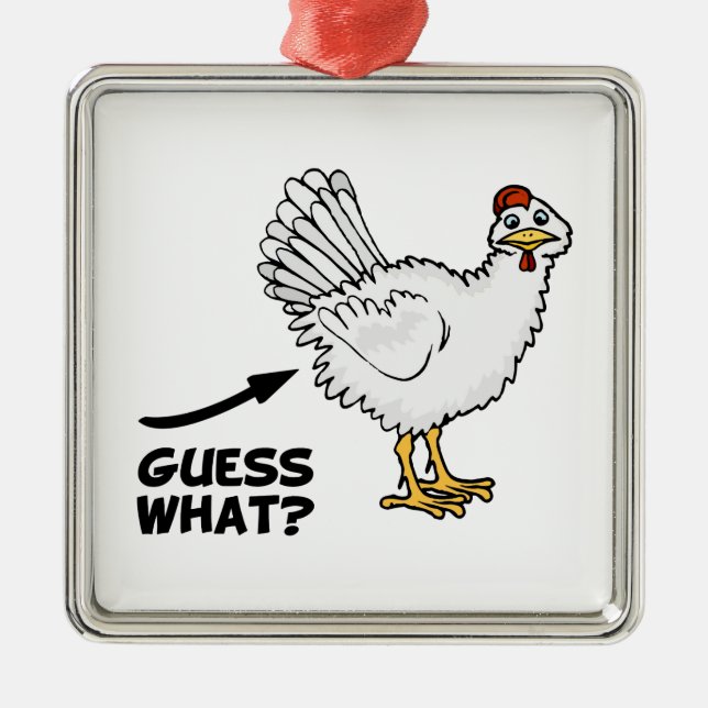 Ornement Carré Argenté Conjecture quel bout de poulet (Devant)