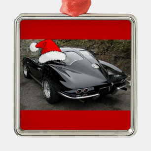 Ornement Carré Argenté Corvettes de fenêtre à fente classique de Noël