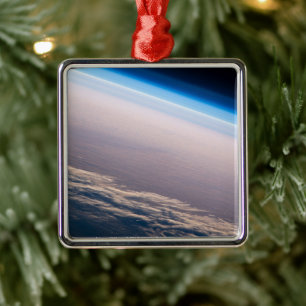 Ornement Carré Argenté Coucher De Soleil Orbital Au Large De La Côte De C