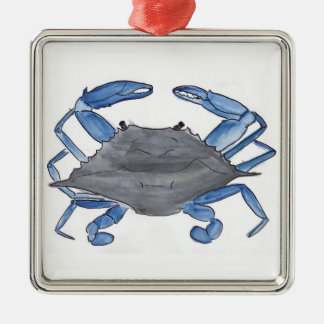 Ornement Carré Argenté Crabe bleu
