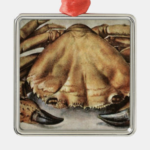 Ornement Carré Argenté Crabe (Créature sous la mer) (par Albrecht Durer)
