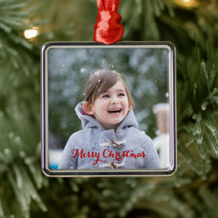 Ornement Carré Argenté Create Your Own Square Silver Colored Christmas