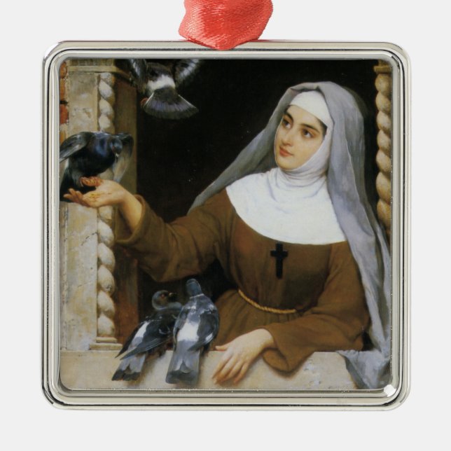 Ornement Carré Argenté Créatures de Dieu (Nonne catholique nourricière de (Devant)