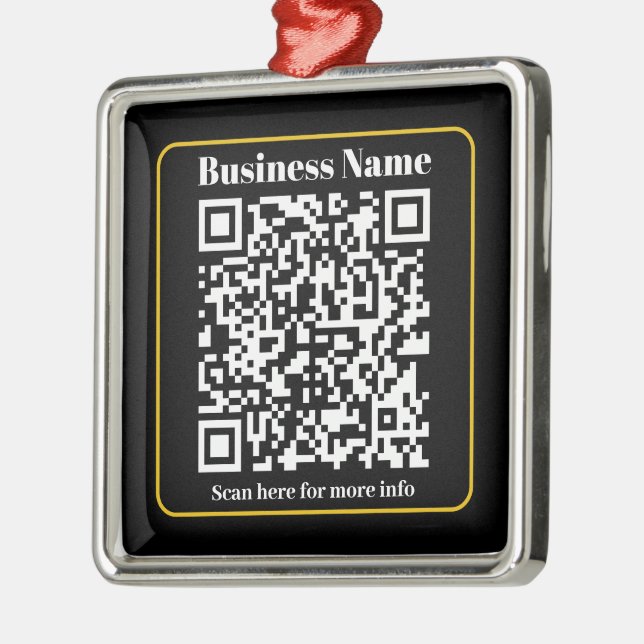 Ornement Carré Argenté Créer un code QR d'entreprise instantanément scann (Gauche)