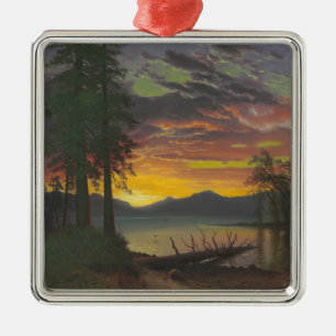 Ornement Carré Argenté Crépuscule, le lac Tahoe, c.1870s (huile sur la