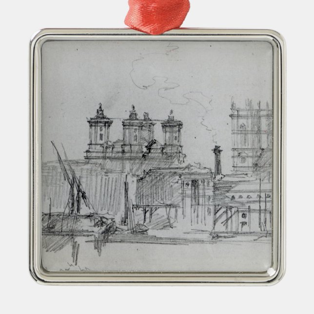 Ornement Carré Argenté Croquis de Westminster, 1860 (Devant)