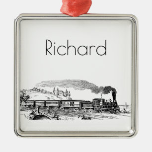 Ornement Carré Argenté croquis vintage de train