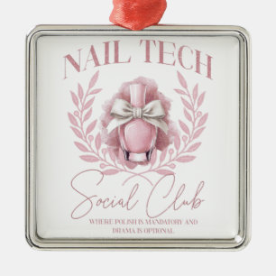 Ornement Carré Argenté Cute Nail tech Coquette Nail Polonais Social Club