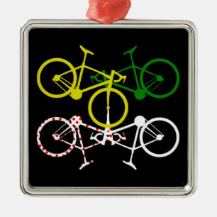 Ornement Carré Argenté Cyclisme Jaune Vert Blanc Polka-Dot Jerseys