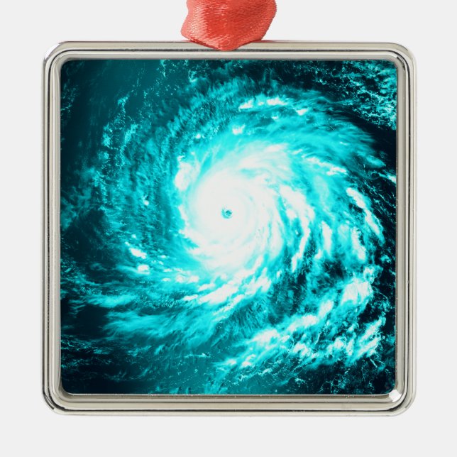 Ornement Carré Argenté Cyclone bleu (Devant)