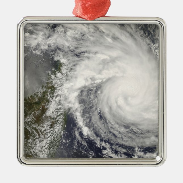 Ornement Carré Argenté Cyclone tropical Ivan approchant Madagascar (Devant)