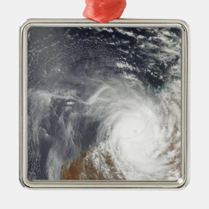 Ornement Carré Argenté Cyclone tropical Laurence au-dessus d'Australi