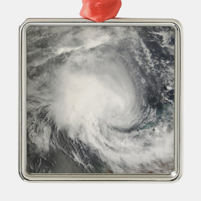 Ornement Carré Argenté Cyclone tropical Nicholas approchant l'Australie (Devant)