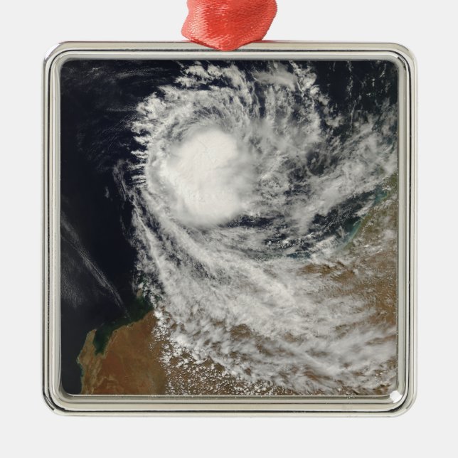 Ornement Carré Argenté Cyclone tropical Ophélie en Australie (Devant)