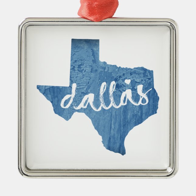 Ornement Carré Argenté Dallas, Texas Wood Grain (Devant)