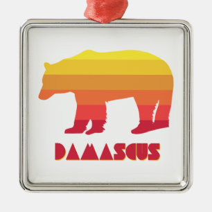 Ornement Carré Argenté Damas Virginia Rainbow Bear