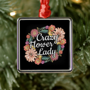 Ornement Carré Argenté Dame des fleurs folles - Zinnia Gardener