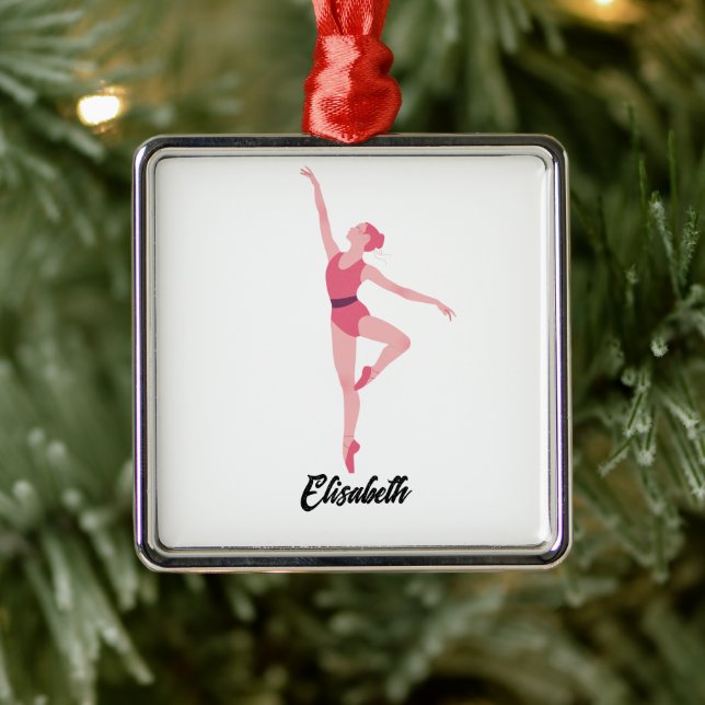 Ornement Carré Argenté Danse ballerine personnalisation (Arbre)