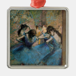 Ornement Carré Argenté Danseurs d'Edgar Degas   dans le bleu, 1890