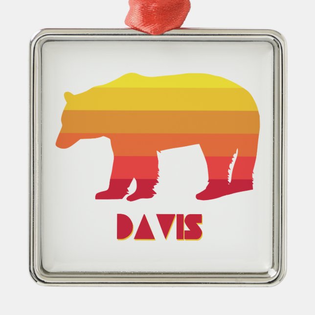 Ornement Carré Argenté Davis West Virginia Rainbow Bear (Devant)