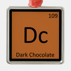 Ornement Carré Argenté Dc - Chimie du Chocolat Noir Tableau Périodique