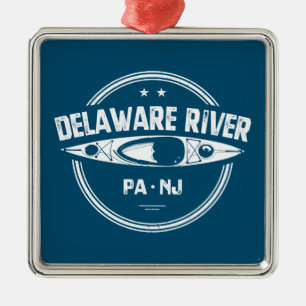 Ornement Carré Argenté Delaware River Kayaking