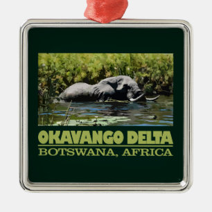Ornement Carré Argenté Delta d'Okavango