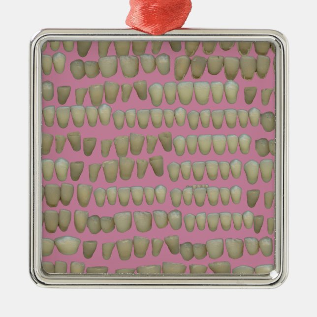 ORNEMENT CARRÉ ARGENTÉ DENTISTE DENTISTES ORTHODONTIQUES BOUCHE DE DENTS  (Devant)