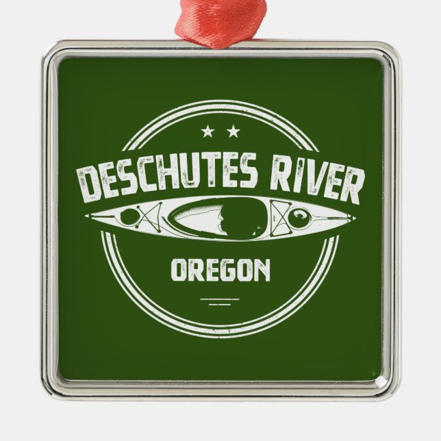 Ornement Carré Argenté Deschutes River, Oregon (Devant)