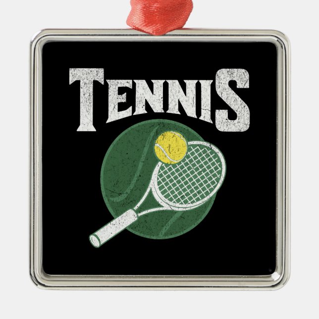 Ornement Carré Argenté Design de tennis (Devant)