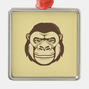 Ornement Carré Argenté Dessin de dessin de Gorilla