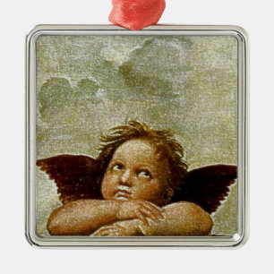 Ornement Carré Argenté Détail de la "Vierge Sixtine" de Raphael (vers 151