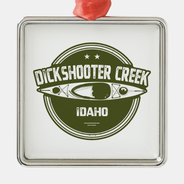 Ornement Carré Argenté Dickshooter Creek Idaho Kayaking (Devant)