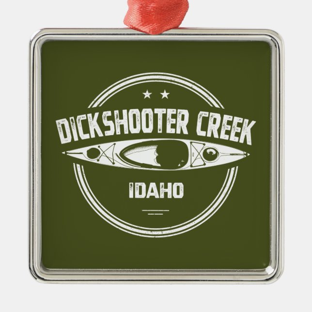 Ornement Carré Argenté Dickshooter Creek Idaho Kayaking (Devant)