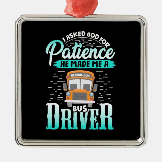 Ornement Carré Argenté Dieu M'A Fait Conduire Un Bus (Devant)