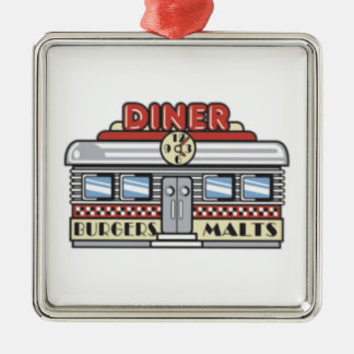 Ornement Carré Argenté Diner Retro Art Vintage