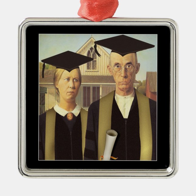 Ornement Carré Argenté Diplômé américain (Devant)