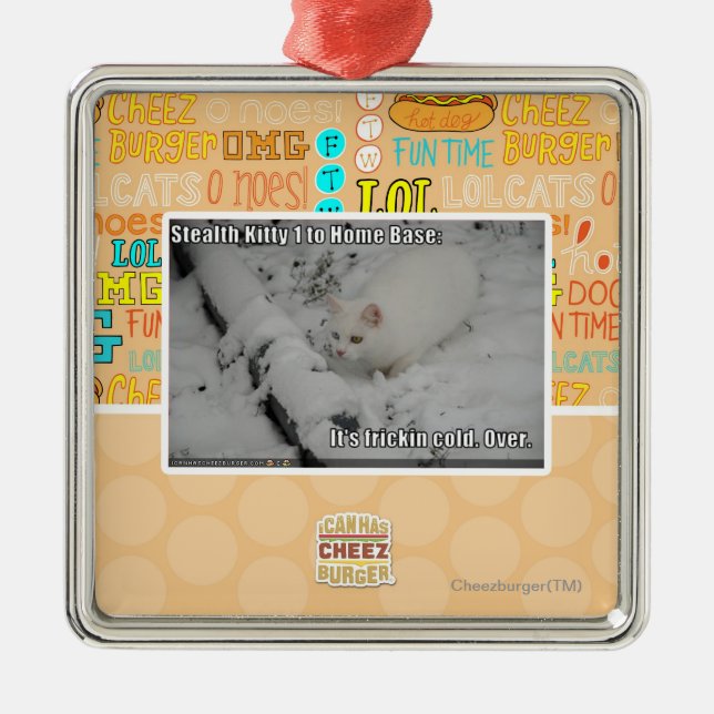 Ornement Carré Argenté Discrétion Kitty 1 (Devant)